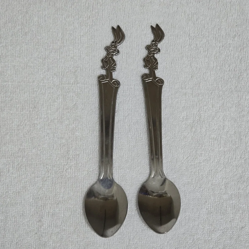 Vintage Nestle Quik Bunny Quiky Spoons Lot of 2 Imperial Korea Stainless 7.5